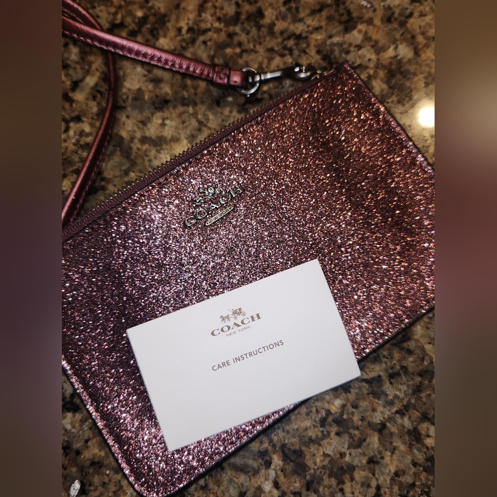 Coach glitter wristlet in metallic cherry - Picture 14 of 16